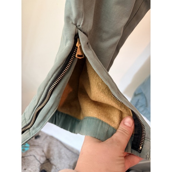 Vintage Wool Lined Ski Pants Womens Green High Waist Button Detail Thermal - Picture 4 of 12